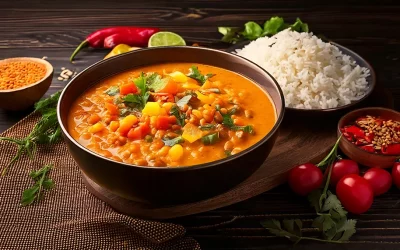 Dahl de lentilles corail aux petits légumes