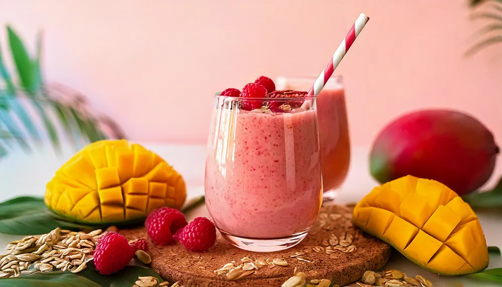 Smoothie Énergétique – Mangue : Framboises NutriCEC Smoothie Énergétique - Mangue : Framboises NutriCEC