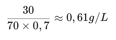 Exemple de calcul du taux d’alcoolémie :

30 / 70 * 0,7 = 0,61g/L 

